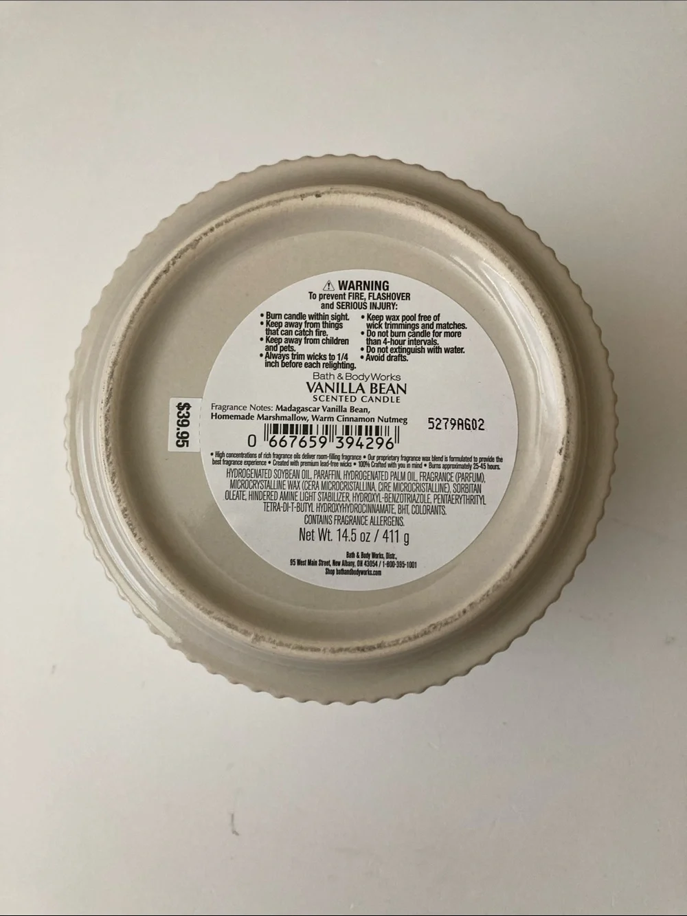 Vanilla Bean Candle Bath & Body Works Ceramic Jar 14.5 oz Limited Edition New